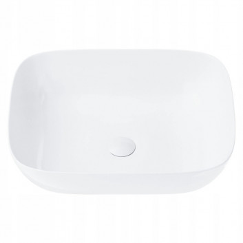 Umywalka nablatowa Corsan Mono prostokątna 46x32x14 cm z korkiem klik-klak białym