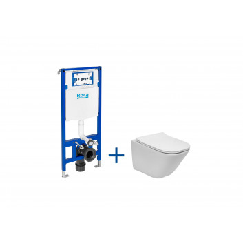Zestaw podtynkowy Roca DUPLO ONE + miska WC podwieszana GAP ROUND COMPACTO RIMLESS z deską SLIM, biała