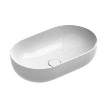 Umywalka nablatowa Catalano Sfera owalna 60x42 cm, bez otworu na baterię, bez przelewu - biały połysk