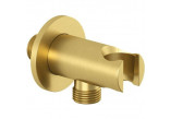 Przyłącze kątowe Kludi A-QA do węża natryskowego, ze ściennym uchwytem natryskowym - złoty szczotkowany