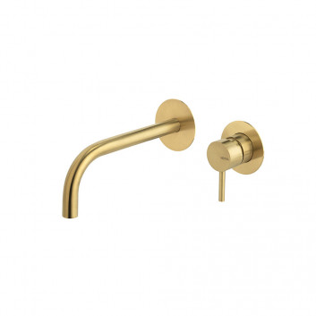 Bateria umywalkowa Vema Tiber Steel, podtynkowa, 2-otworowa, wylewka 208mm, bez korka, stal nierdzewna inox