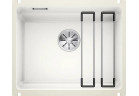 Zlewozmywak ceramiczny Blanco Etagon 500-U 54x45,6 cm jednokomorowy, Ceramika PuraPlus z korkiem InFino plus szyny - biały połysk 525149 