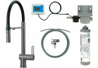 Bateria kuchenna Deante Magnetic z zestawem do filtracji wody z elastyczną wylewką - titanium 