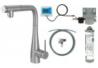 Bateria kuchenna Deante Eridan z zestawem do filtracji wody z wyciąganą wylewką - stal szczotkowana