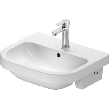 Umywalka ścienna Duravit D-Code Vital Med, 60x56cm, otwór pod baterię, bez przelewu, biała