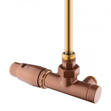 Zestaw termostatyczny Oltens Varmare Ventil grzejnikowy z trójnikiem, prawy - miedź szczotkowana