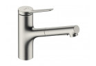 Bateria kuchenna Hansgrohe Zesis M33, jednouchwytowa, z wyciąganą wylewką, 2jet - stal szlachetna finish