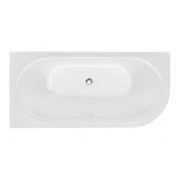 Wanna wolnostojąca Besco Avita A-Line, akrylowa, prawa 170x75 cm, przyścienna, syfon z napełnieniem przez przelew biały McAlpine czyszczony od góry - na zewnątrz biały połysk, wewnątrz biały połysk