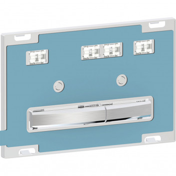 Przycisk uruchamiający Geberit Sigma50, spłukiwanie dwudzielne - kolor metalu chrom, płytka montażowa chrom, płyta przykrywająca orzech amerykański, przycisk chrom szczotkowany, z powłoką easy-to-clean