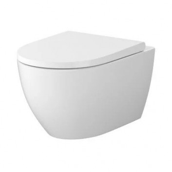 Miska WC wisząca Cersanit Zen 35,5x52,5 cm, bez kołnierza, spłukiwanie wirowe z deską wolnoopadającą - biały połysk