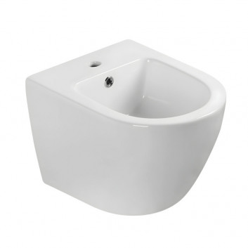 Miska wc wisząca Emporia Nox 49×37 cm, bezrantową, z deską wolnoopadająca Slim - biały połysk