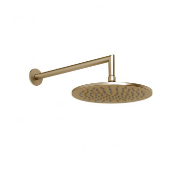 Deszczownica Gessi Anello, okrągła, 250mm, regulowana, z ramieniem ściennym 358mm - Copper Brushed PVD