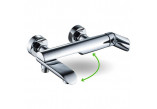 Bateria wannowa Laveo Cone ścienna, z zestawem natryskowym - złoto szampańskie