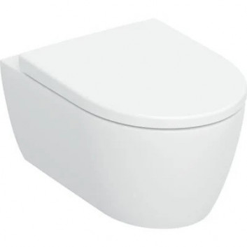 Miska WC wisząca Geberit iCon 53x36 cm, bez kołnierza, spłukiwanie wirowe z deską wolnoopadającą - biała