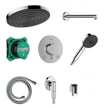 System prysznicowy Hansgrohe Pulsify S 260 1jet z baterią termostatyczną Ecostat Comfort S i iBox universal 2, podtynkowy, chrom