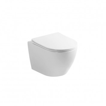 Miska wc wisząca Emporia Nox 49×37 cm, bezrantową, z deską wolnoopadająca Slim - biały połysk