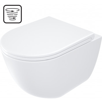 Miska Wc z deską bezkołnierzową, Deante Round, biała