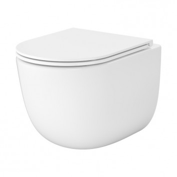 Zestaw Cersanit SET C951: Miska WC wisząca Cersanit Intro Pro Oval Tornado 36x48,5 cm z deską duroplastową Slim - biała