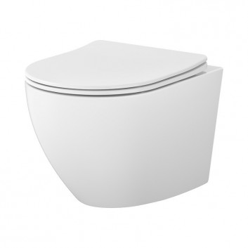 Zestaw Cersanit SET C947: Miska WC wisząca Cersanit Remo Pro Oval Tornado 36x51 cm z deską duroplastową Slim - biała