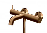 Zestaw prysznicowy Kohlman Axel Brushed Copper z baterią termostatyczną, natynkowy, okrągła deszczownica 25 cm - szczotkowana miedź