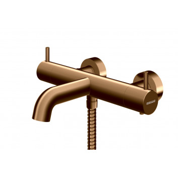 Zestaw prysznicowy Kohlman Axel Brushed Copper z baterią termostatyczną, natynkowy, okrągła deszczownica 25 cm - szczotkowana miedź