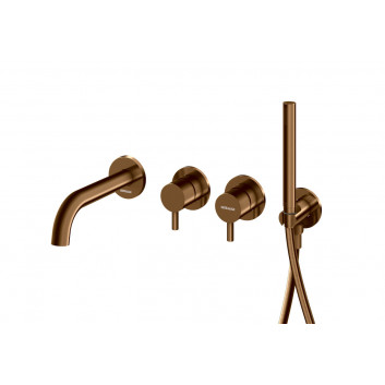Bateria wannowo-prysznicowa Kohlman Axel Brushed Copper termostatyczna, natynkowa - szczotkowana miedź