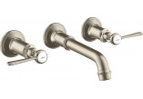 Bateria umywalkowa Axor Montreux 3-otworowa z uchwytami jednoramiennymi i wylewką 165-225 mm, ścienna, podtynkowa - nikiel szczotkowany