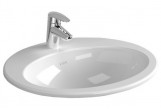 Umywalka wpuszczana w blat Vitra S20 53x46 cm, bez przelewu, z otworem na baterie - biała