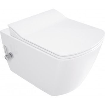 Miska WC Deante Blur 52,5 x 37,2 cm, z funkcją bidetu, z baterią mieszaczową nero - biała