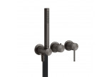 Bateria natryskowa Gessi Shower316, podtynkowa, 3-otworowa, 2 wyjścia wody, zestaw natryskowy - Black Metal Brushed PVD