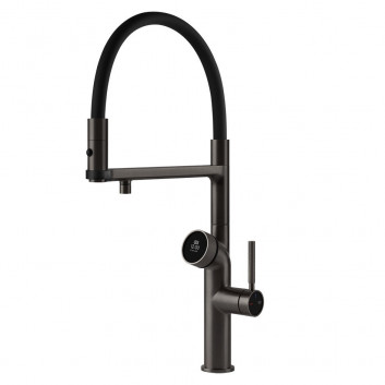 Szczotka wc Gessi Ingranaggio, ścienna, z czarną ceramiką - Black Metal Brushed PVD