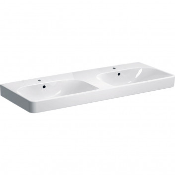 Umywalka Geberit Smyle Square 55x44 cm, z przelewem, z otworem na baterie, z powłoką KeraTect - biała