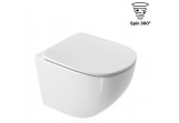 Miska wisząca WC Excellent Luqa 48 cm, wisząca, bezrantowa, deska wolnoopadająca, z system spłukiwania Spin 360, biały połysk