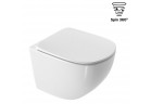 Miska wisząca WC Excellent Luqa 48 cm, wisząca, bezrantowa, deska wolnoopadająca, z system spłukiwania Spin 360, biały połysk