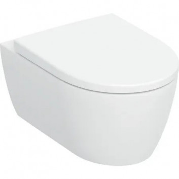 Miska WC wisząca Geberit iCon 53x36 cm, bez kołnierza, spłukiwanie wirowe z deską wolnoopadającą - biała