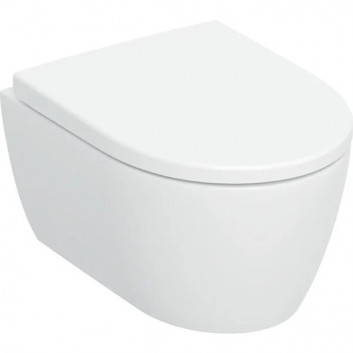 Miska WC wisząca Geberit iCon 53x36 cm, bez kołnierza, spłukiwanie wirowe z deską wolnoopadającą - biała