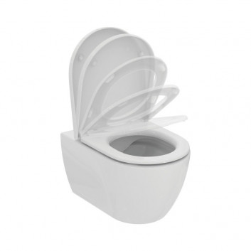 Miska WC Ideal Standard i.life B  Rimless, 54x35,5cm wisząca bezrantowa biała + deska Ideal Standard i.life B, wolnoopadająca 