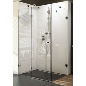 Drzwi prysznicowe i ścianka stała BSDPS 80x80 L Ravak Brilliant z wejściem z przodu - wersja lewa, chrom + transparent- sanitbuy.pl