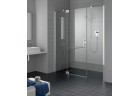 Drzwi wahadłowe Kermi Filia XP 1-skrzydłowe z 2 polami stałymi, otwierane w lewo, szer. 130 cm, wys. 200 cm, profil srebrny, szkło przezroczyste z KermiClean
