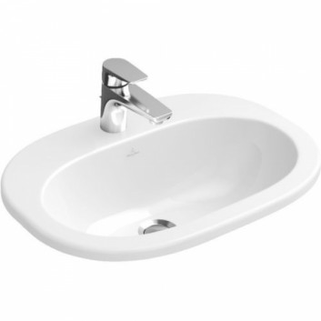 Umywalka Villeroy & Boch O.Novo, nablatowa, Biały Alpin Ceramicplus, 560x405 mm, 1 lub 3 otworowa, z przelewem- sanitbuy.pl