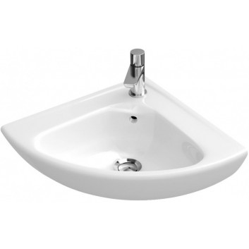 Umywalka Villeroy & Boch O.Novo, mała narożna, Biały Alpin Ceramicplus, 415 mm, 1-otworowa, z przelewem- sanitbuy.pl