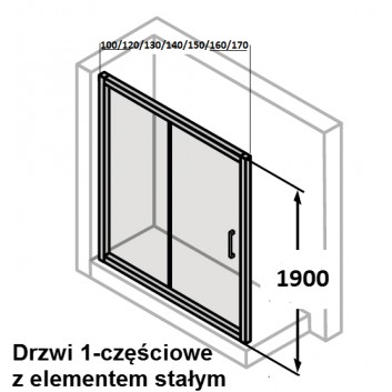 Drzwi suwane Huppe Classics 100 cm z elementem stałym, srebrny połysk, szkło przeźroczyste- sanitbuy.pl