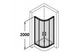 Kabina półokrągła drzwi suwane Huppe Classics 100x100 cm, wys. 200 cm, srebrny połysk , szkło przeźroczyste z powłoką Anti Plaque 