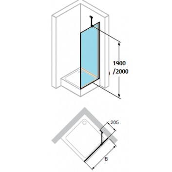 Ścianka boczna  Huppe Design Pure, szer.70 , wys. 190 cm, chrom,  szkło z Anti-Plaque- sanitbuy.pl