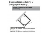 Kabina w kszttałcie U Design Elegance, srebrny mat, szkło przeźroczyste- sanitbuy.pl