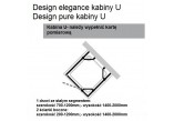 Kabina w kszttałcie U Design Pure, srebrny mat, szkło przeźroczyste- sanitbuy.pl