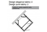 Kabina w kształcie U Design Elegance, srebrny mat, szkło przeźroczyste z AntiPlaque