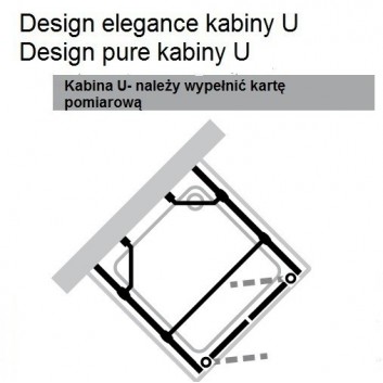 Kabina w kształcie U Design Elegance, srebrny mat, szkło przeźroczyste z antiPlaque- sanitbuy.pl