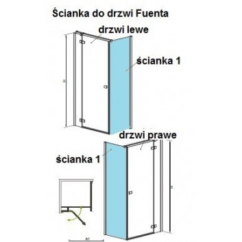 Drzwi  do ścianki Radaway Fuenta New KDJ 80 cm, chrom, szkło przeźroczyste EasyClean- sanitbuy.pl