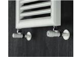 Zestaw zaworów Irsap termostatycznych kątowy, łącznik stalowy - biały